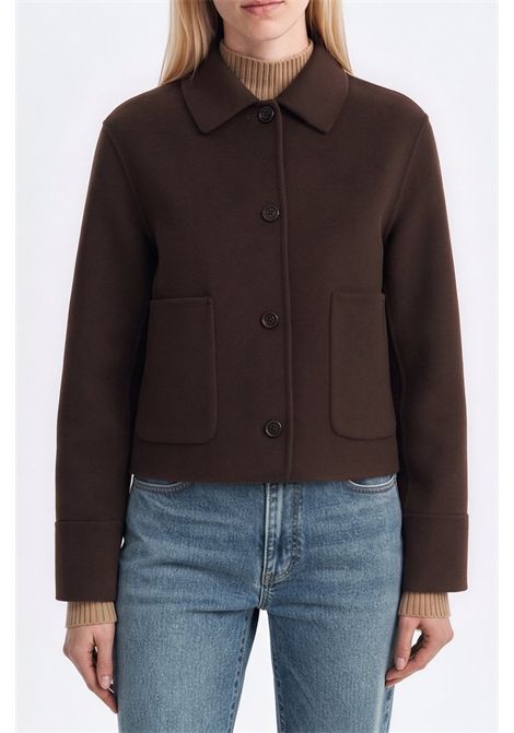 Vanessa Bruno Giacca Corta Henri in Lana Double-Face Cioccolato Donna Vanessa Bruno | CAMICIE | 1HVA25-V02754136